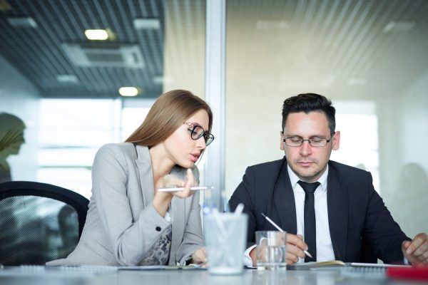 Co-workers brainstorming